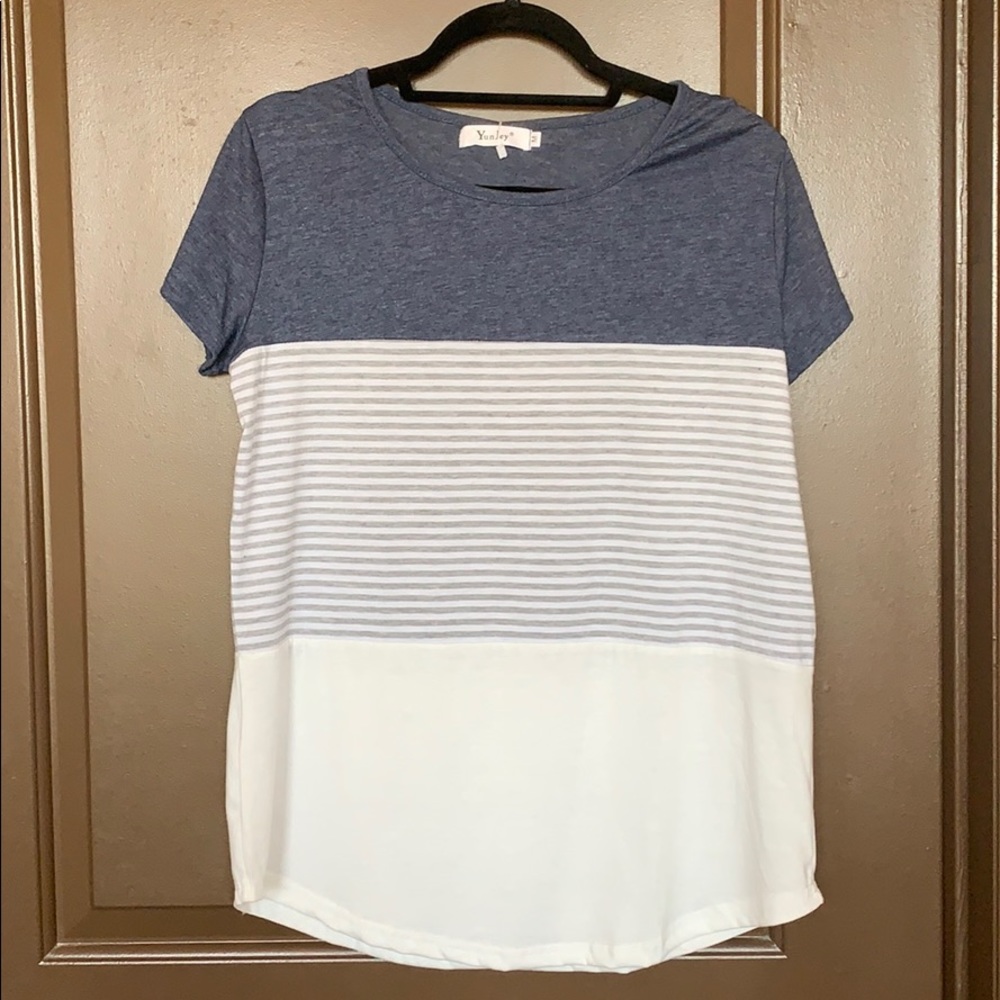 Blue/White Color Block T-shirt